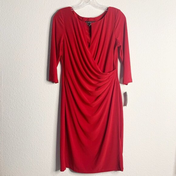 strapless open back dress Ashling Faux Wrap Dress – Raspberry Red main image 0